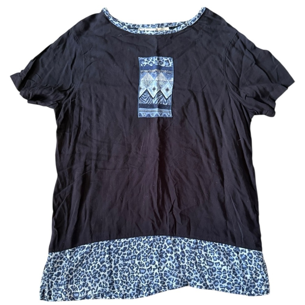 dB Line New York Navy Leopard Trim Tee Large